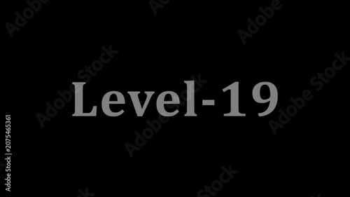 Level nineteen text displayed on black background screen in minimal digital design.