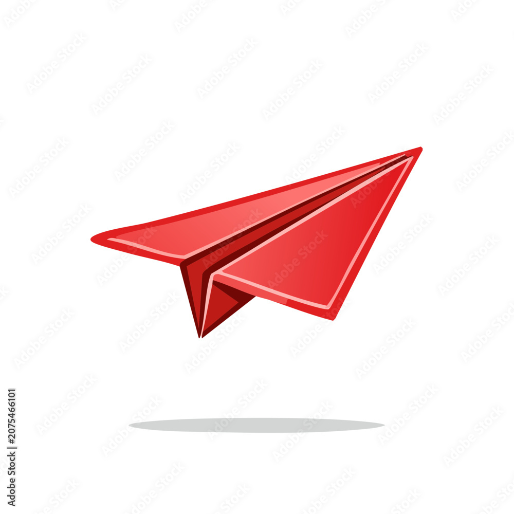 Naklejka premium Vibrant red paper airplane in flight representing creativity and imagination