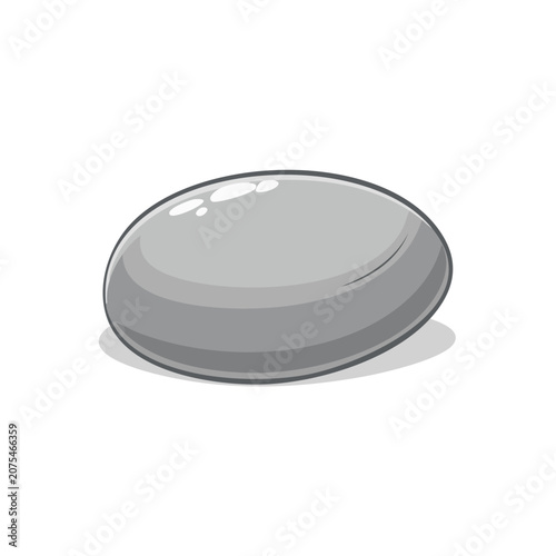 Smooth Grey Oval Stone Object Illustration Simple Smoothness Nature Element