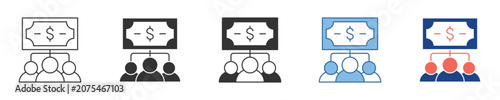 Financial distribution network icon showing revenue allocation among a team or group, representing income sharing and economic model within an organization