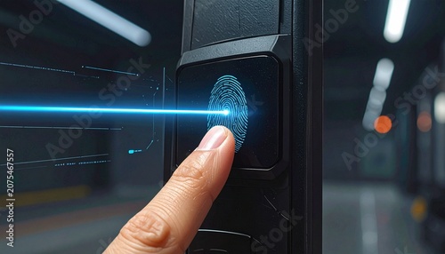 Biometric Fingerprint Scan with Blue Laser Line