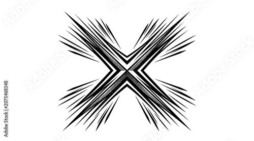 Obraz na płótnie Black and white X symbol mark.