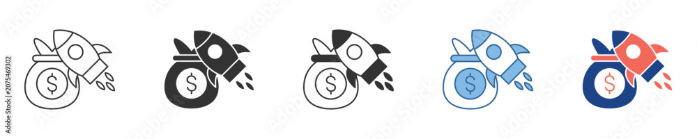 Fototapeta premium Dynamic icon representing rapid financial growth, investment acceleration, and successful business startup launch, symbolizing speed and wealth creation, and financial progress