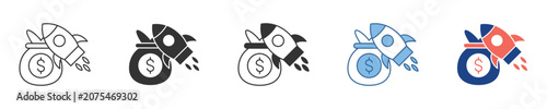 Dynamic icon representing rapid financial growth, investment acceleration, and successful business startup launch, symbolizing speed and wealth creation, and financial progress