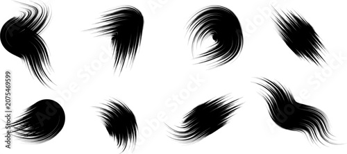 Foto Abstract black ink vector brush strokes collection featuring dynamic grunge text