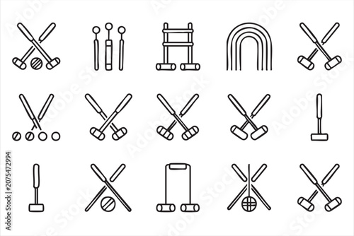 Photography Outdoor Recreation Line Icon Collection for Summer Sport and Leisure Design