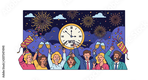 Diverse Group Celebrating New Year.