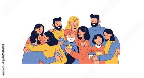 Diverse group of happy people together.