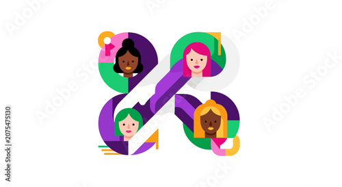 Diverse People in Purple Letter X.