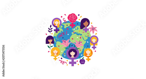 Diverse People Heads in Circle Formation.