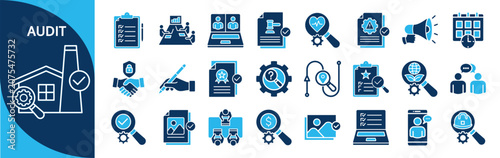 Φωτογραφία Audit glyph icon set