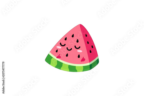 Smiling Watermelon Character Graphic on transparent background.