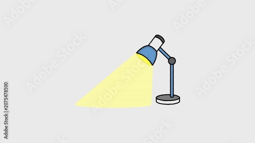 2D animation of desk lamp turning on and off with alpha channel