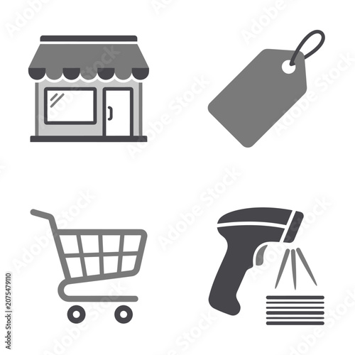 Shopping store retail commerce icon set.