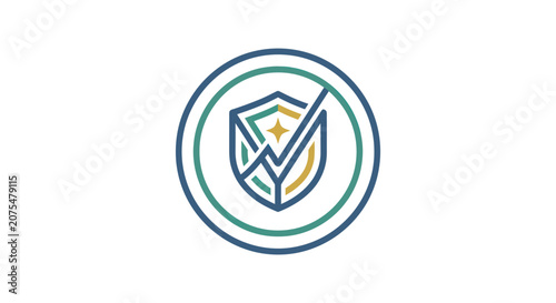 Shield logo with check mark.