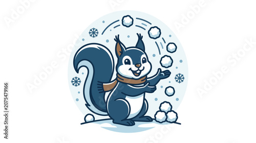 Smiling cartoon squirrel in scarf.