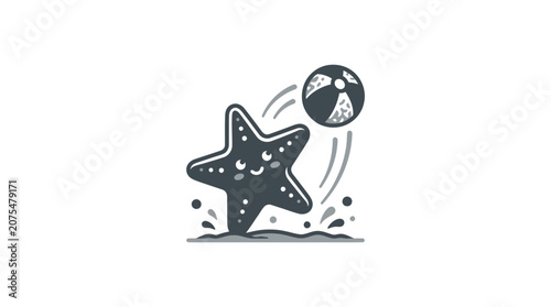 Photography Smiling starfish playing with ball.