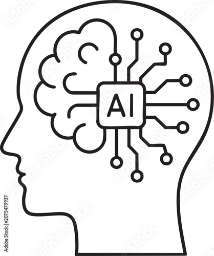 Artificial Intelligence Human Brain Technology Vector Icon