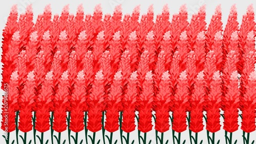 Repeating red floral pattern animation with vertical stalks motion background