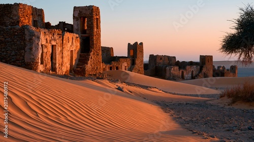 Desert Sentinels: Sunrise Over the Ancient Stone Ksour of Chinguetti, Mauritania