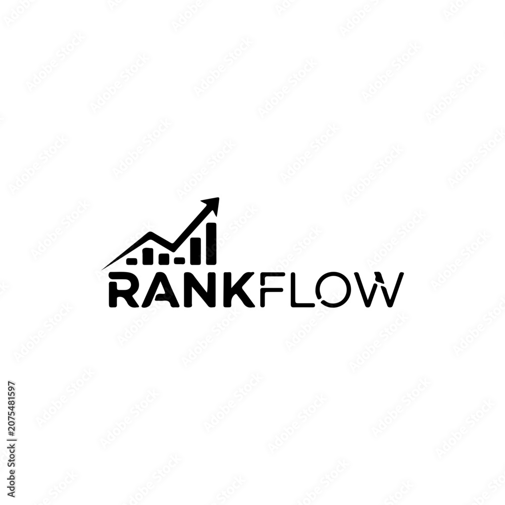 Fototapeta premium Modern Digital Marketing Logo RankFlow With Growth Chart Business Branding Vector illustration