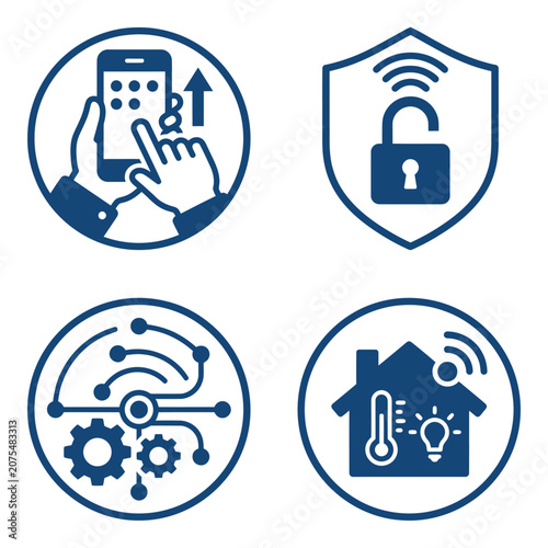 Smart Home Security System Icons.