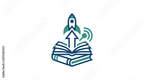 Obraz na plátne Rocket launching from open book.