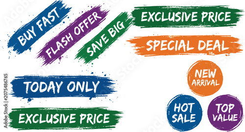 Colorful Brush Stroke Promotional Banners for Sale, Offers, and Special Discounts