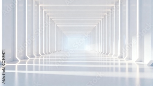 Abstract white geometric corridor