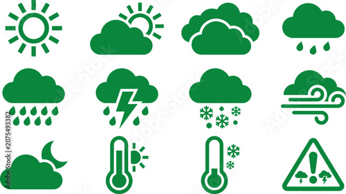 Schilderij op canvas Weather Forecast and Climate Icons Collection
