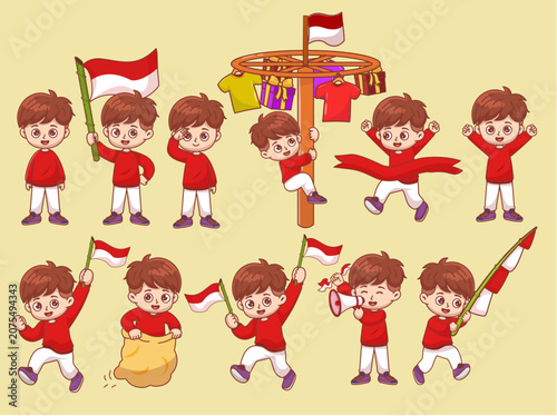 Indonesian Independence Day Boy Character Activity Set