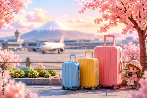Cute Miniature Japan Airport Travel With Fuji And Sakura