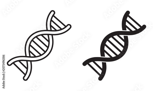 Dna double helix icons black and white Vector, illustration