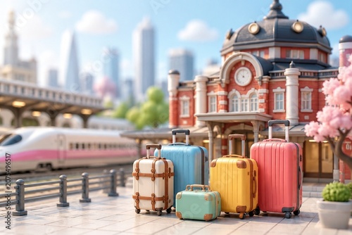 Cute Tokyo Station Travel With Mini Suitcases