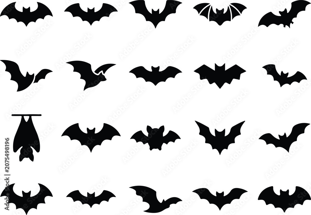 Fototapeta premium Black bat silhouettes for halloween decor