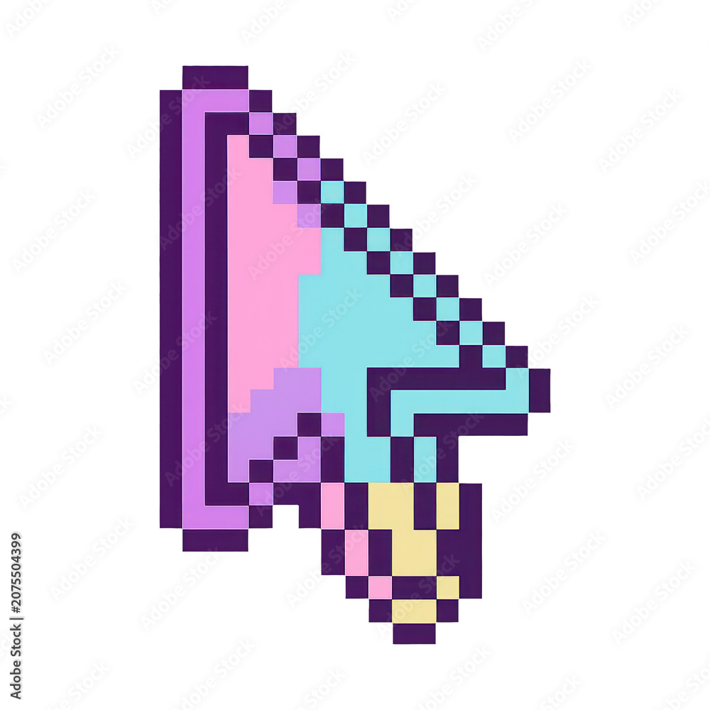 Fototapeta premium PNG Retro pixelated colorful cursor