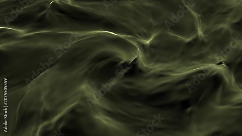 Olive-green wisps of smoke swirl across a dark background, creating a mysterious and atmospheric abstract scene