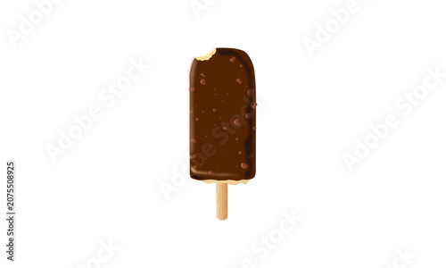 Bitten chocolate ice cream bar vector
