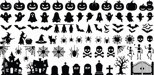 Halloween silhouette icons set