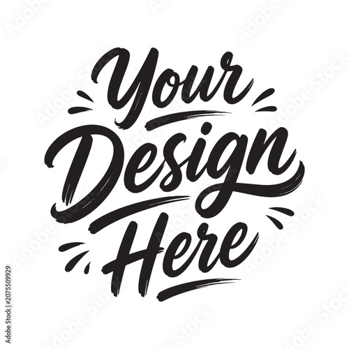 Elegant hand drawn black script lettering with decorative swooshes on white background.