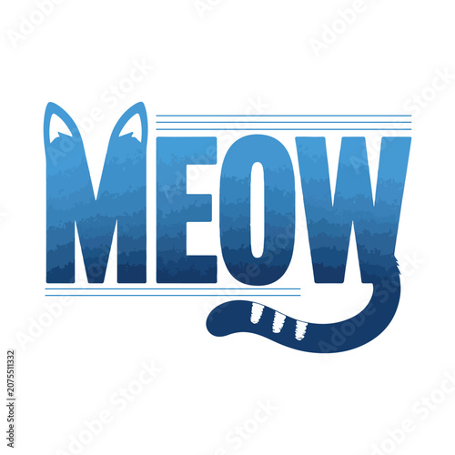 Cute Meow Cat Typography Graphic Tee with Minimalist Black Cat Illustration