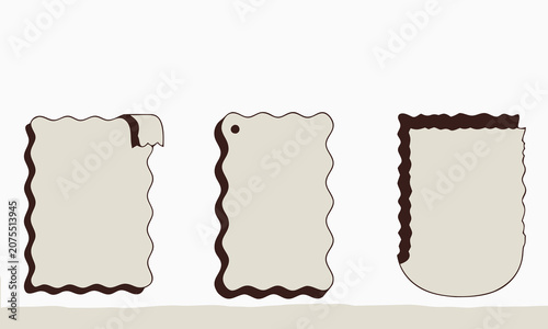 Three Minimalist Watercolor-Style Paper Sheets with Irregular Edges and Different Textures Featuring Sheet, Texture, Edge