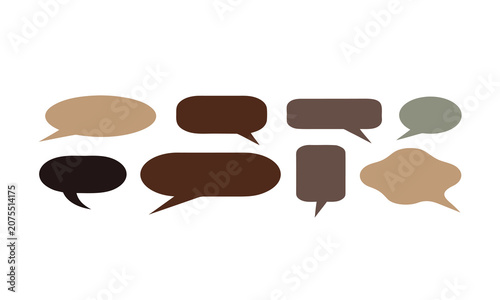 Speech Bubble Icons Set of Eight with Layered Shapes and Gradient Tones for Communication Concept Featuring Icon, Messaging, Chat