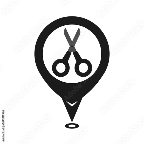 black cute scissor location pin icon