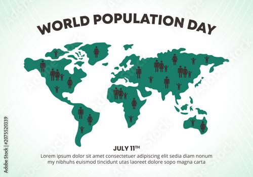 World Population Day presents human population distribution across a detailed world map
