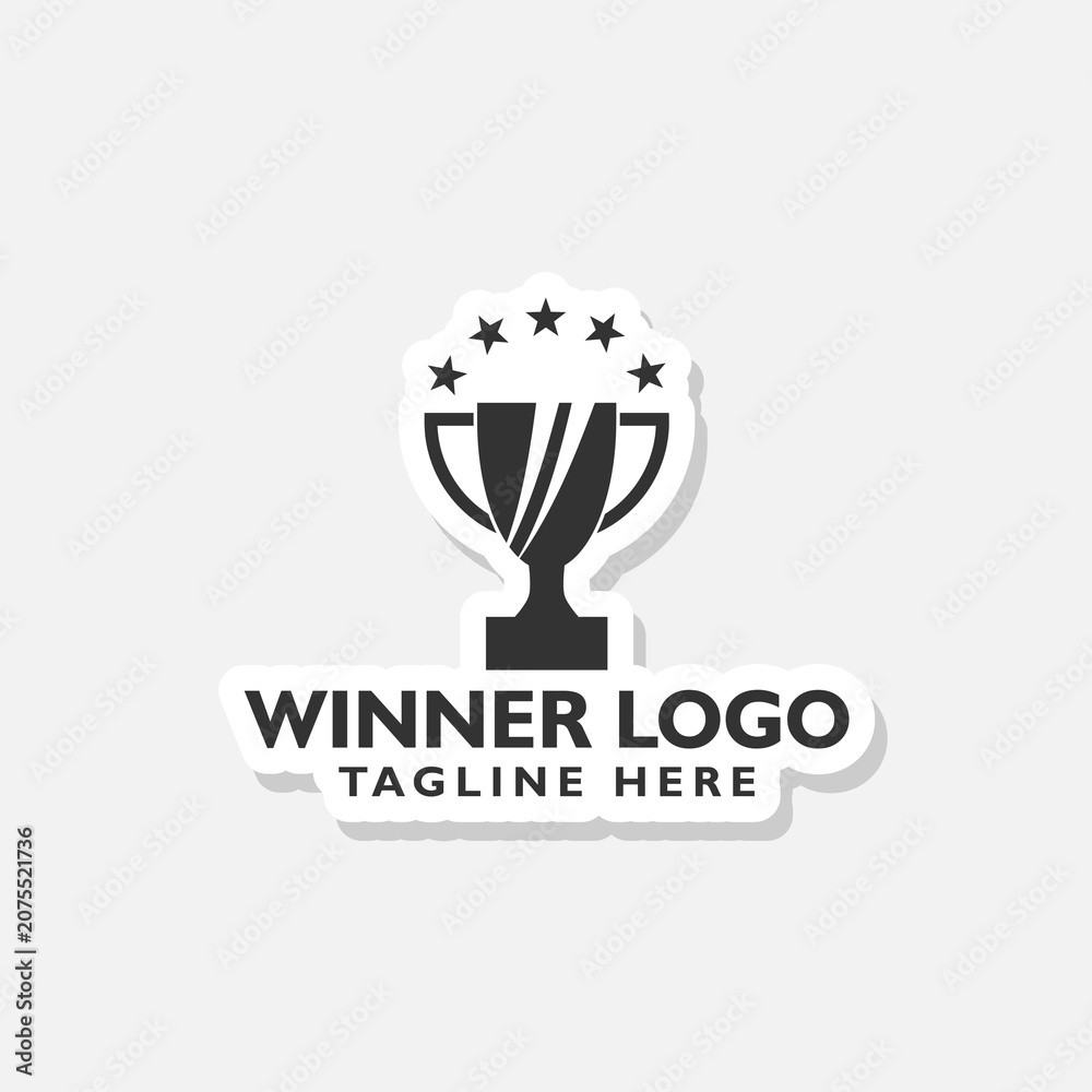 Naklejka premium Winner logo sticker isolated on gray background