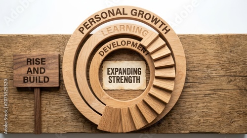 Wooden circles illustrating personal growth and development
