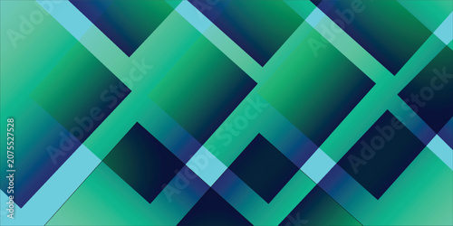Schilderij op canvas Abstract Green Overlapping Geometric Diamond Shapes Backgroundb