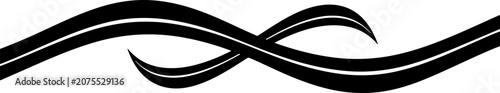 Black, swirling, abstract line art, decorative border, vector design element