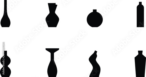 Foto Decorative Glass Bottle Silhouette Collection with Elegant Vase and Container Ve